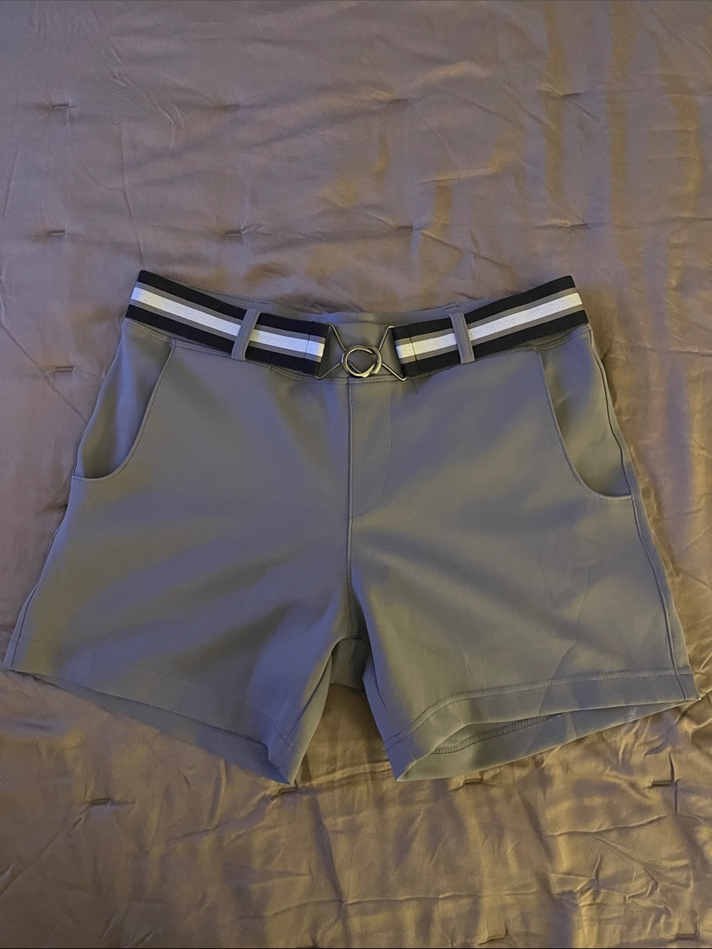 Timoteo Gray Swim Trunks with Striped Waistband - Picture 3 of 5